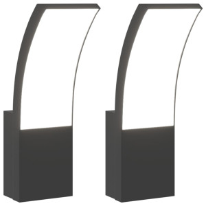 Candeeiros parede LED p/ exterior 2 pcs alumínio fundido preto H