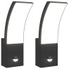 Candeeiros parede LED exterior c/ sensor 2 pcs alumínio preto 2