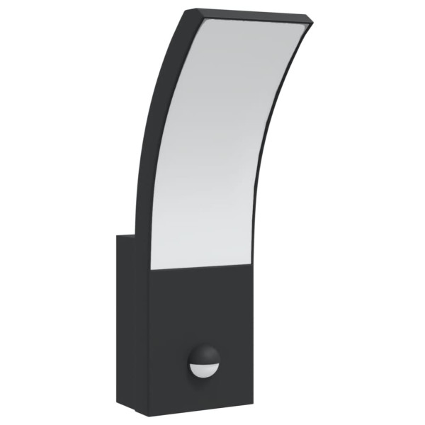 Lámparas de pared LED exterior con sensor 2 uds aluminio negro M 4