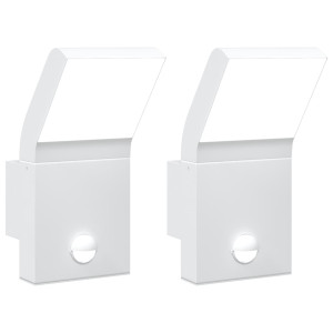 Candeeiros parede LED exterior c/ sensor 2 pcs alumínio branco H