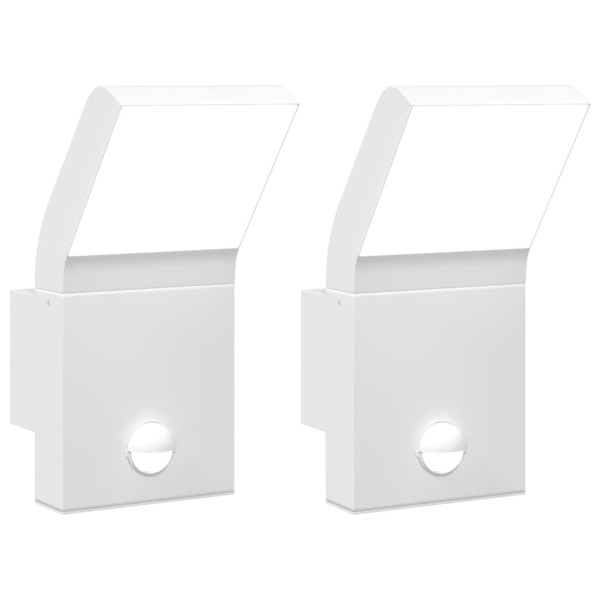 Lámparas de pared LED exterior con sensor 2 uds aluminio blanco M 2