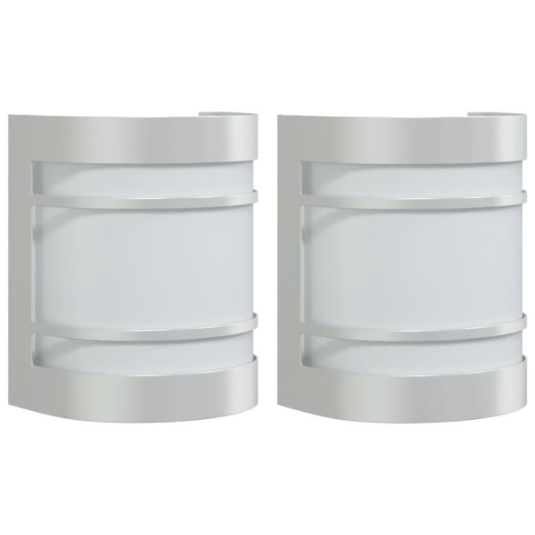 Candeeiros de parede p/ exterior 2 pcs aço inoxidável prateado M 2