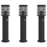 Lámparas de suelo exterior con sensor 3 uds acero negro 60 cm 2