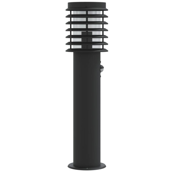 Lámparas de suelo exterior con sensor 3 uds acero negro 60 cm M 5