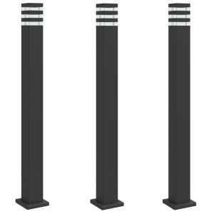 Candeeiros de chão para exterior 3 pcs 110 cm alumínio preto H