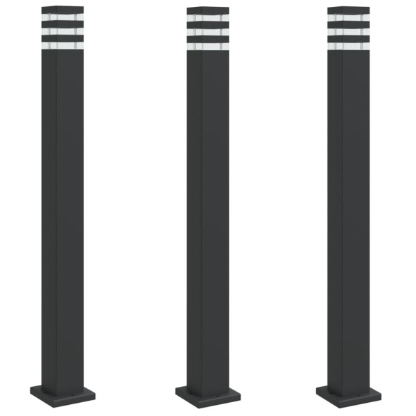 Lámparas de suelo de exterior 3 unidades aluminio negro 110 cm M 2