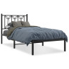 Estrutura de cama com cabeceira 90x190 cm metal preto 1