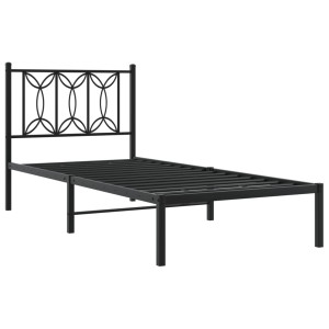 Estructura de cama con cabecero metal negro 90x190 cm H