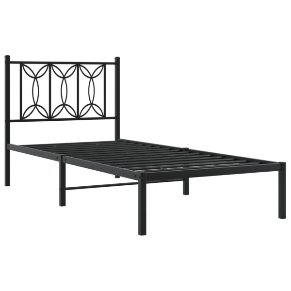 Estrutura de cama com cabeceira 90x190 cm metal preto M 2