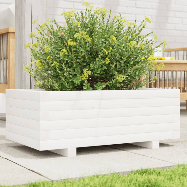 Jardinera de madera maciza de pino blanco 70x40x26.5 cm D
