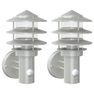 Candeeiros parede p/ exterior c/ sensor 2pcs aço inox. prateado H