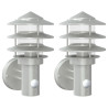 Candeeiros parede p/ exterior c/ sensor 2pcs aço inox. prateado 2