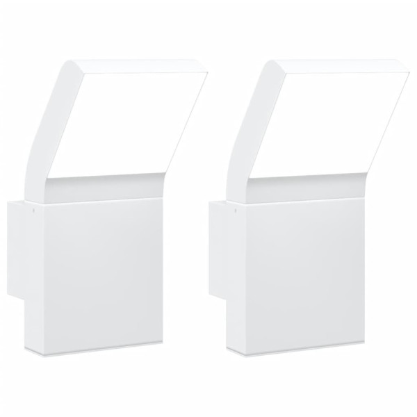 Candeeiros parede LED p/ exterior 2 pcs alumínio fundido branco M 2