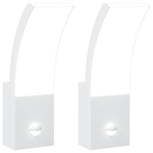 Lámparas de pared LED exterior con sensor 2 uds aluminio blanco H