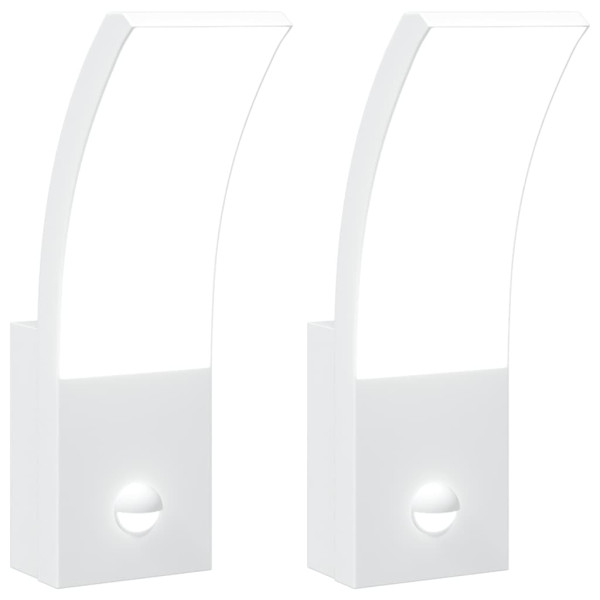 Candeeiros parede LED exterior c/ sensor 2 pcs alumínio branco M 2