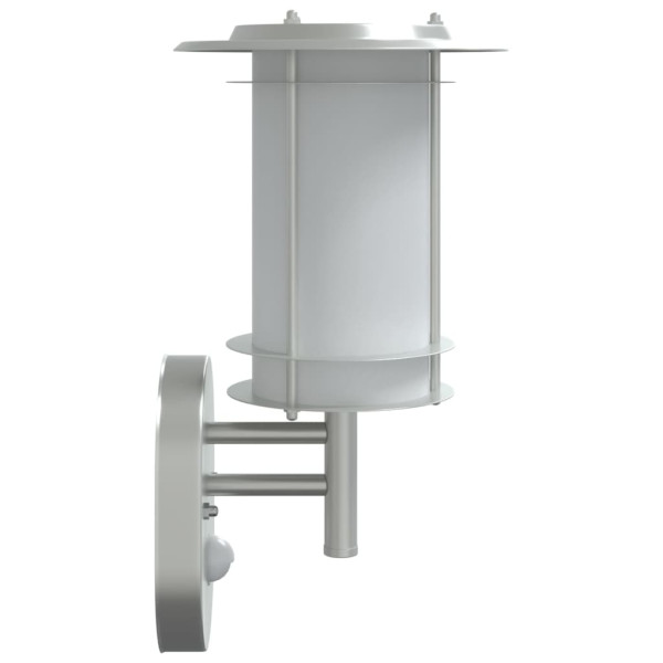 Candeeiro de parede exterior com sensor aço inoxidável prateado M 5