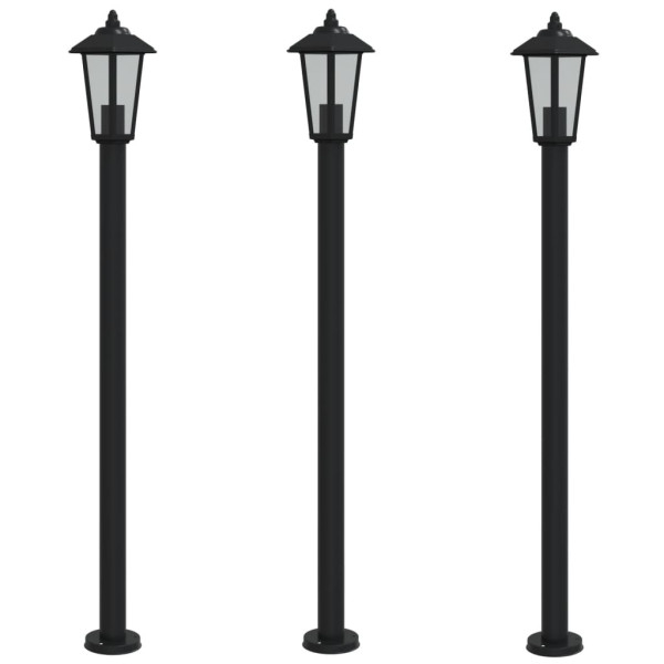 Farolas de exterior 3 unidades acero inoxidable negro 120 cm M 2