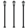 Farolas de exterior 3 unidades acero inoxidable negro 120 cm 2