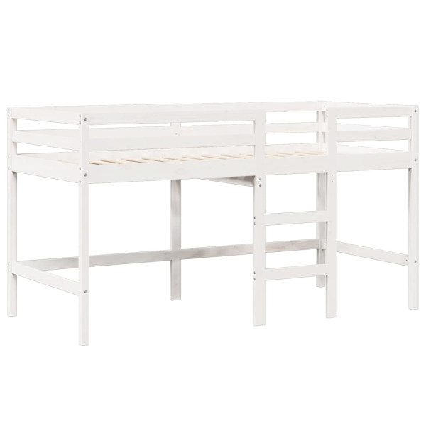Cama alta com telhado 75x190 cm pinho maciço branco M 5