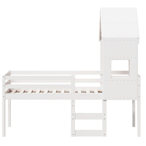 Cama alta con techo madera maciza pino blanca 75x190 cm M 4