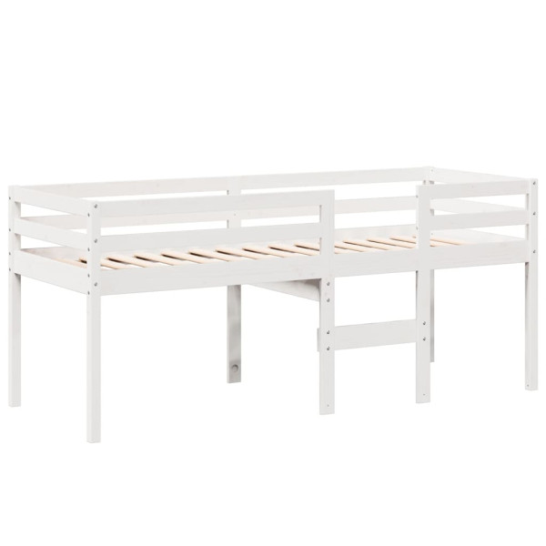 Cama alta con techo madera maciza pino blanca 75x190 cm M 5