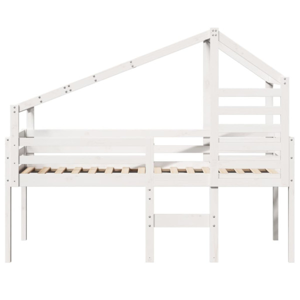Cama alta con techo madera maciza pino blanca 75x190 cm M 4