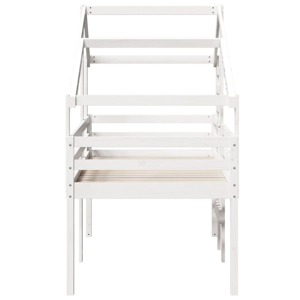 Cama alta com telhado 75x190 cm pinho maciço branco M 5