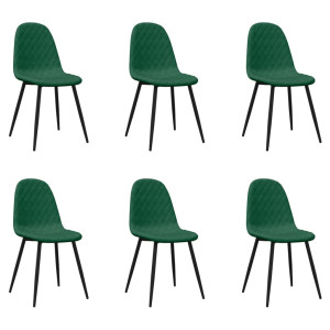 Sillas de comedor 6 unidades terciopelo verde oscuro H