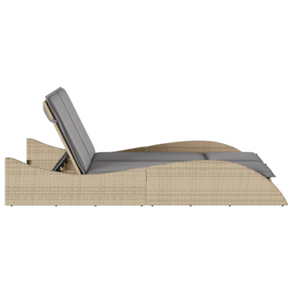 Espreguiçadeira com almofadões 114x205x73 cm vime PE bege M 5