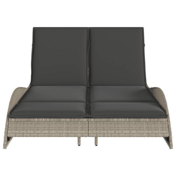 Espreguiçadeira c/ almofadões 114x205x73 cm vime PE cinza-claro M 4