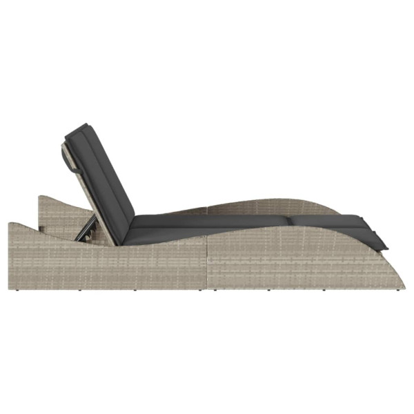 Espreguiçadeira c/ almofadões 114x205x73 cm vime PE cinza-claro M 5