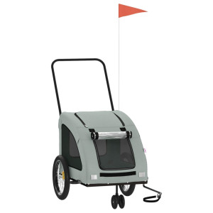 Remolque de bicicleta mascotas hierro tela Oxford gris H