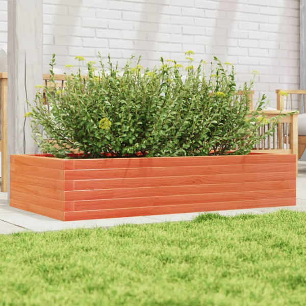 Jardinera madera maciza de pino marrón cera 110x60x23 cm D