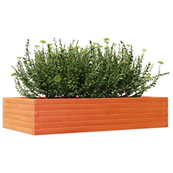 Jardinera madera maciza de pino marrón cera 110x60x23 cm M 4