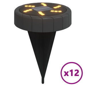 Luzes solares para exterior com espigões 12 pcs branco quente H