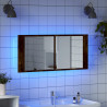 Armario de baño con espejo y luz LED roble ahumado 100x12x45 cm 4