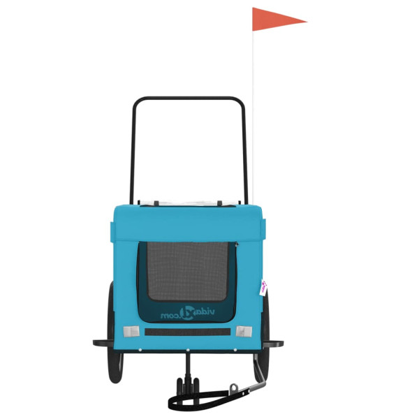 Reboque de bicicleta p/ animais tecido oxford/ferro azul/preto M 5