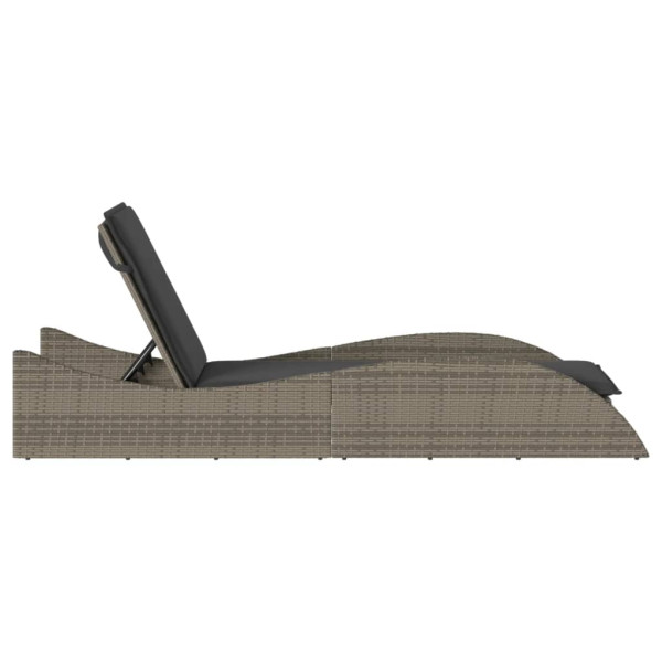 Tumbona con cojín ratán sintético gris 60x205x73 cm M 5