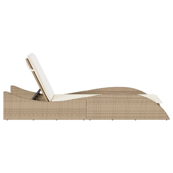 Espreguiçadeira com almofadão 60x205x73 cm vime PE bege M 5