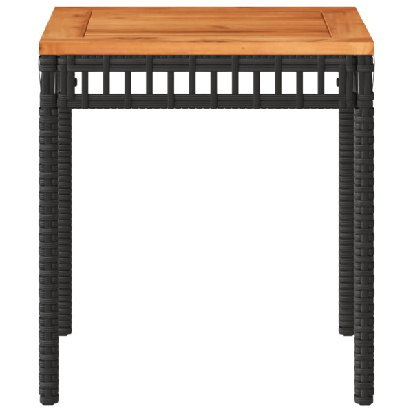 Mesa de jardín ratán sintético madera acacia negro 38x38x42 cm M 5