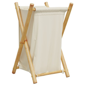 Cesto de la ropa sucia de bambú blanco crema 41.5x36x63.5 cm H