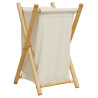 Cesto de la ropa sucia de bambú blanco crema 41.5x36x63.5 cm 2