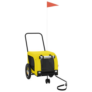 Reboque bicicleta p/ animais tecido oxford/ferro amarelo/preto H