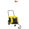 Reboque bicicleta p/ animais tecido oxford/ferro amarelo/preto 2