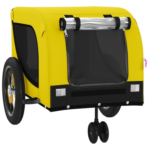 Reboque bicicleta p/ animais tecido oxford/ferro amarelo/preto M 4