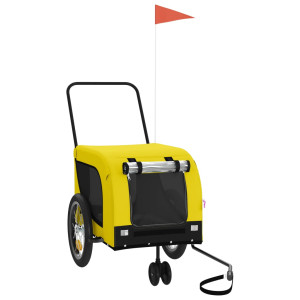 Reboque bicicleta p/ animais tecido oxford/ferro amarelo/preto H