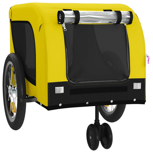 Reboque bicicleta p/ animais tecido oxford/ferro amarelo/preto M 4