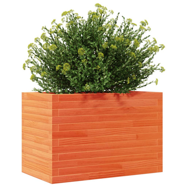 Jardinera de madera maciza de pino marrón cera 70x40x45.5 cm M 4
