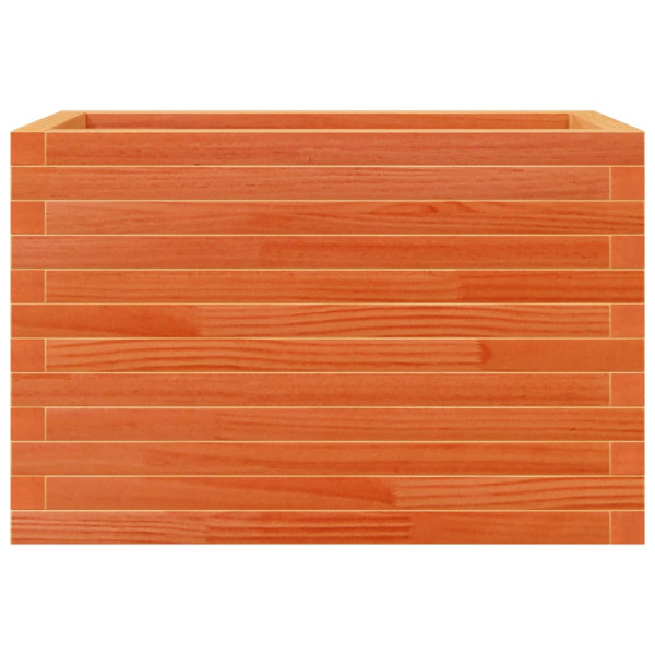 Jardinera de madera maciza de pino marrón cera 70x40x45.5 cm M 5