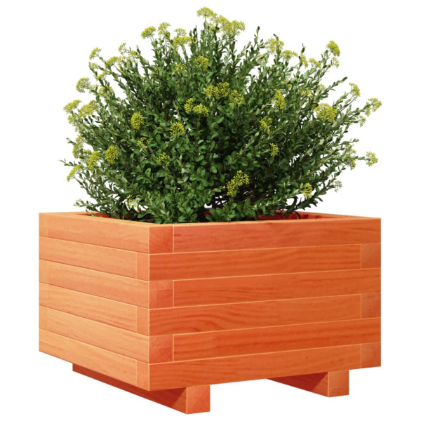 Jardinera madera maciza de pino marrón cera 40x40x26.5 cm M 4